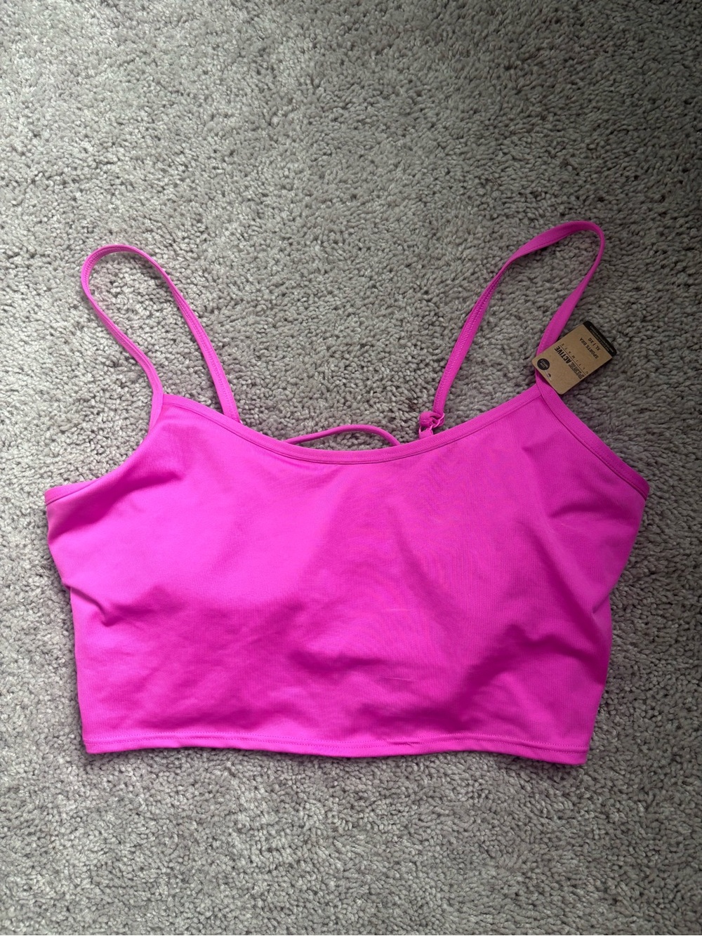 PINK Victoria's Secret Hot Pink Lace-Up Crop Sports Bra - Picture 2 of 6